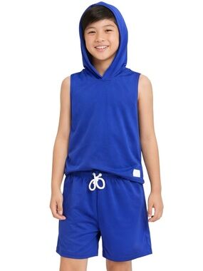 Boys Sleeveless Hoodie & Shorts Matching Athletic Outfit | 11-12
